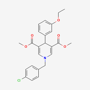 molecular formula C24H24ClNO5 B11202074 Dimethyl 1-(4-chlorobenzyl)-4-(3-ethoxyphenyl)-1,4-dihydropyridine-3,5-dicarboxylate 