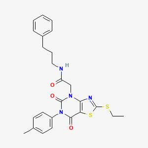 molecular formula C25H26N4O3S2 B11202135 N-cyclopentyl-1-[2-({[(3,5-dimethylphenyl)amino]carbonyl}amino)ethyl]-1H-1,2,3-benzotriazole-5-carboxamide 