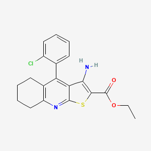 molecular formula C20H19ClN2O2S B11202239 Ethyl 3-amino-4-(2-chlorophenyl)-5,6,7,8-tetrahydrothieno[2,3-b]quinoline-2-carboxylate 