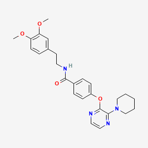 molecular formula C26H30N4O4 B11202343 N-[2-(3,4-dimethoxyphenyl)ethyl]-4-{[3-(piperidin-1-yl)pyrazin-2-yl]oxy}benzamide 