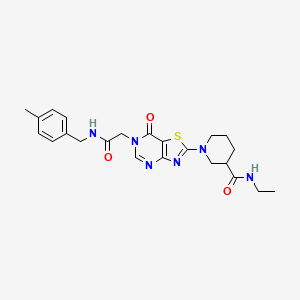 molecular formula C23H28N6O3S B11202455 N-Ethyl-1-[6-({[(4-methylphenyl)methyl]carbamoyl}methyl)-7-oxo-6H,7H-[1,3]thiazolo[4,5-D]pyrimidin-2-YL]piperidine-3-carboxamide 