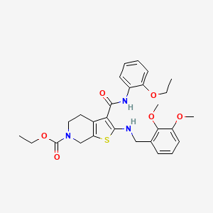 molecular formula C28H33N3O6S B11202667 ethyl 2-[(2,3-dimethoxybenzyl)amino]-3-[(2-ethoxyphenyl)carbamoyl]-4,7-dihydrothieno[2,3-c]pyridine-6(5H)-carboxylate 