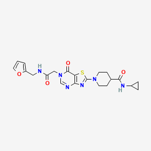 molecular formula C21H24N6O4S B11202784 N-cyclopropyl-1-(6-{2-[(furan-2-ylmethyl)amino]-2-oxoethyl}-7-oxo-6,7-dihydro[1,3]thiazolo[4,5-d]pyrimidin-2-yl)piperidine-4-carboxamide 