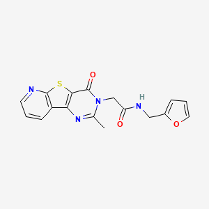 molecular formula C17H14N4O3S B11202801 N-(furan-2-ylmethyl)-2-(4-methyl-6-oxo-8-thia-3,5,10-triazatricyclo[7.4.0.02,7]trideca-1(9),2(7),3,10,12-pentaen-5-yl)acetamide 