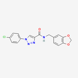 molecular formula C17H13ClN4O3 B11202820 N-[(2H-1,3-Benzodioxol-5-YL)methyl]-1-(4-chlorophenyl)-1H-1,2,3-triazole-4-carboxamide 