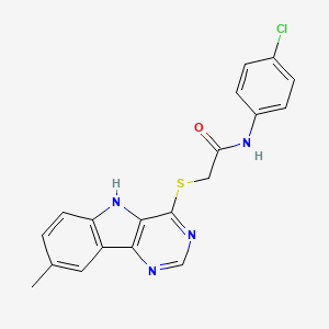 molecular formula C19H15ClN4OS B11202864 N-(4-Chlorophenyl)-2-({8-methyl-5H-pyrimido[5,4-B]indol-4-YL}sulfanyl)acetamide 