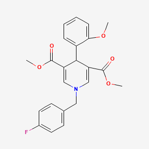 molecular formula C23H22FNO5 B11203131 Dimethyl 1-(4-fluorobenzyl)-4-(2-methoxyphenyl)-1,4-dihydropyridine-3,5-dicarboxylate 