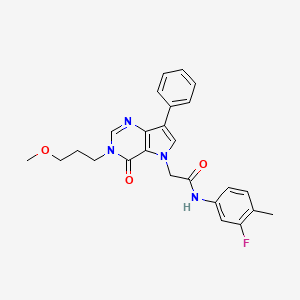 molecular formula C25H25FN4O3 B11203240 N-(3-fluoro-4-methylphenyl)-2-[3-(3-methoxypropyl)-4-oxo-7-phenyl-3,4-dihydro-5H-pyrrolo[3,2-d]pyrimidin-5-yl]acetamide 