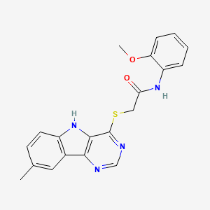 molecular formula C20H18N4O2S B11203299 N-(2-Methoxyphenyl)-2-({8-methyl-5H-pyrimido[5,4-B]indol-4-YL}sulfanyl)acetamide 