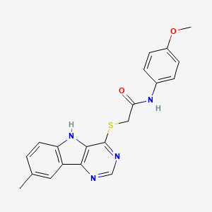 molecular formula C20H18N4O2S B11203384 N-(4-Methoxyphenyl)-2-({8-methyl-5H-pyrimido[5,4-B]indol-4-YL}sulfanyl)acetamide 