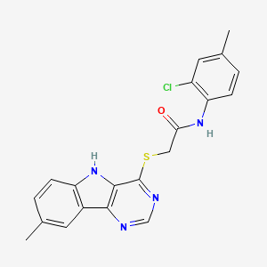 molecular formula C20H17ClN4OS B11203413 N-(2-Chloro-4-methylphenyl)-2-({8-methyl-5H-pyrimido[5,4-B]indol-4-YL}sulfanyl)acetamide 