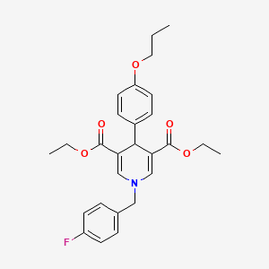 molecular formula C27H30FNO5 B11203509 Diethyl 1-(4-fluorobenzyl)-4-(4-propoxyphenyl)-1,4-dihydropyridine-3,5-dicarboxylate 
