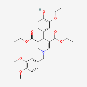 molecular formula C28H33NO8 B11203579 Diethyl 1-(3,4-dimethoxybenzyl)-4-(3-ethoxy-4-hydroxyphenyl)-1,4-dihydropyridine-3,5-dicarboxylate 