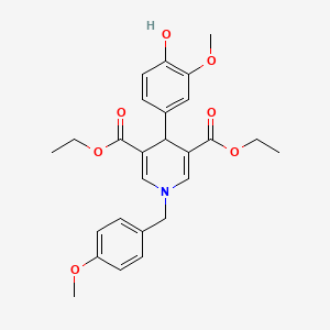 molecular formula C26H29NO7 B11203611 Diethyl 4-(4-hydroxy-3-methoxyphenyl)-1-(4-methoxybenzyl)-1,4-dihydropyridine-3,5-dicarboxylate 