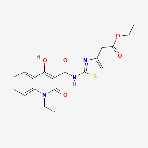 molecular formula C20H21N3O5S B11203691 Ethyl (2-{[(4-hydroxy-2-oxo-1-propyl-1,2-dihydro-3-quinolinyl)carbonyl]amino}-1,3-thiazol-4-YL)acetate 