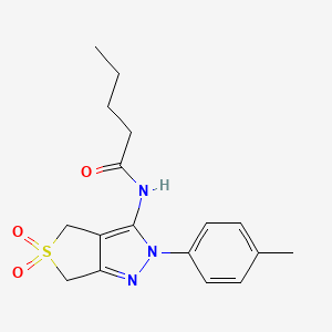 molecular formula C17H21N3O3S B11203753 N-[2-(4-methylphenyl)-5,5-dioxido-2,6-dihydro-4H-thieno[3,4-c]pyrazol-3-yl]pentanamide 