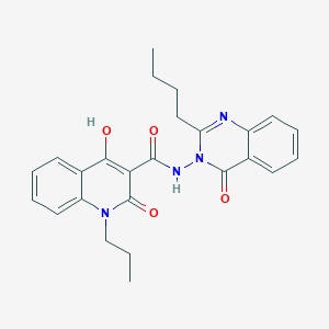 molecular formula C25H26N4O4 B11203777 N-(2-Butyl-4-oxo-3(4H)-quinazolinyl)-4-hydroxy-2-oxo-1-propyl-1,2-dihydro-3-quinolinecarboxamide 