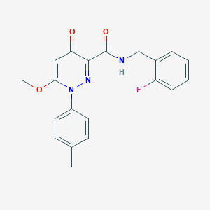 molecular formula C20H18FN3O3 B11203890 N-(2-fluorobenzyl)-6-methoxy-1-(4-methylphenyl)-4-oxo-1,4-dihydropyridazine-3-carboxamide 