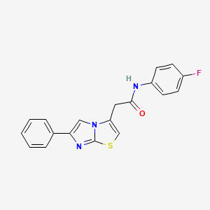 molecular formula C19H14FN3OS B11203935 N-(4-fluorophenyl)-2-(6-phenylimidazo[2,1-b]thiazol-3-yl)acetamide 