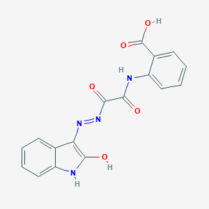 molecular formula C17H12N4O5 B011204 Benzoic acid, 2-((((1,2-dihydro-2-oxo-3H-indol-3-ylidene)hydrazino)oxoacetyl)amino)- CAS No. 108097-98-9