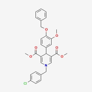 molecular formula C30H28ClNO6 B11204276 Dimethyl 4-[4-(benzyloxy)-3-methoxyphenyl]-1-(4-chlorobenzyl)-1,4-dihydropyridine-3,5-dicarboxylate 