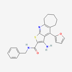 molecular formula C24H23N3O2S B11204425 3-amino-N-benzyl-4-(2-furyl)-6,7,8,9-tetrahydro-5H-cyclohepta[b]thieno[3,2-e]pyridine-2-carboxamide 