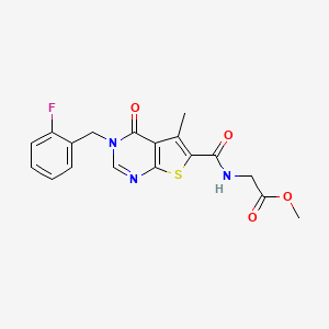 molecular formula C18H16FN3O4S B11204544 methyl N-{[3-(2-fluorobenzyl)-5-methyl-4-oxo-3,4-dihydrothieno[2,3-d]pyrimidin-6-yl]carbonyl}glycinate 