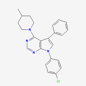 molecular formula C24H23ClN4 B11204569 7-(4-chlorophenyl)-4-(4-methylpiperidin-1-yl)-5-phenyl-7H-pyrrolo[2,3-d]pyrimidine 
