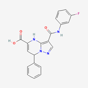 molecular formula C20H15FN4O3 B11204716 3-[(3-Fluorophenyl)carbamoyl]-7-phenyl-4,7-dihydropyrazolo[1,5-a]pyrimidine-5-carboxylic acid 