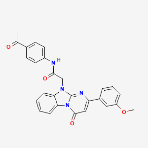 molecular formula C27H22N4O4 B11204960 N-(4-acetylphenyl)-2-[2-(3-methoxyphenyl)-4-oxopyrimido[1,2-a]benzimidazol-10(4H)-yl]acetamide 