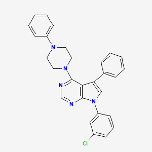 molecular formula C28H24ClN5 B11204978 7-(3-chlorophenyl)-5-phenyl-4-(4-phenylpiperazin-1-yl)-7H-pyrrolo[2,3-d]pyrimidine 