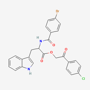 molecular formula C26H20BrClN2O4 B11205075 2-(4-chlorophenyl)-2-oxoethyl N-[(4-bromophenyl)carbonyl]tryptophanate 