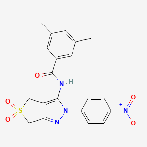 molecular formula C20H18N4O5S B11205077 3,5-dimethyl-N-(2-(4-nitrophenyl)-5,5-dioxido-4,6-dihydro-2H-thieno[3,4-c]pyrazol-3-yl)benzamide 