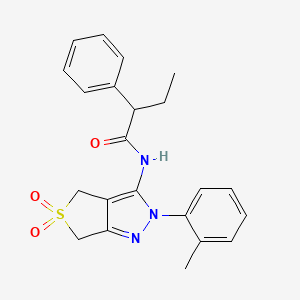 molecular formula C22H23N3O3S B11205232 N-(5,5-dioxido-2-(o-tolyl)-4,6-dihydro-2H-thieno[3,4-c]pyrazol-3-yl)-2-phenylbutanamide 