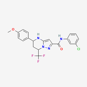 molecular formula C21H18ClF3N4O2 B11205268 N-(3-chlorophenyl)-5-(4-methoxyphenyl)-7-(trifluoromethyl)-4,5,6,7-tetrahydropyrazolo[1,5-a]pyrimidine-2-carboxamide 