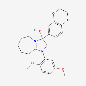 molecular formula C24H29N2O5+ B11206077 3-(2,3-dihydro-1,4-benzodioxin-6-yl)-1-(2,5-dimethoxyphenyl)-3-hydroxy-2,5,6,7,8,9-hexahydro-3H-imidazo[1,2-a]azepin-1-ium 