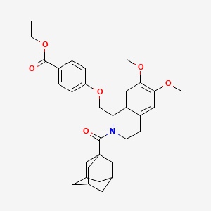 molecular formula C32H39NO6 B11206453 Ethyl 4-{[2-(adamantane-1-carbonyl)-6,7-dimethoxy-1,2,3,4-tetrahydroisoquinolin-1-YL]methoxy}benzoate 