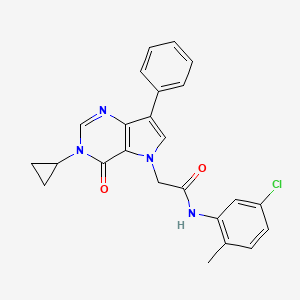 molecular formula C24H21ClN4O2 B11206483 N-(5-chloro-2-methylphenyl)-2-(3-cyclopropyl-4-oxo-7-phenyl-3,4-dihydro-5H-pyrrolo[3,2-d]pyrimidin-5-yl)acetamide 