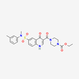 molecular formula C25H28N4O6S B11206715 ethyl 4-[6-[methyl-(3-methylphenyl)sulfamoyl]-4-oxo-1H-quinoline-3-carbonyl]piperazine-1-carboxylate 