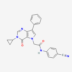 molecular formula C24H19N5O2 B11206930 N-(4-cyanophenyl)-2-(3-cyclopropyl-4-oxo-7-phenyl-3,4-dihydro-5H-pyrrolo[3,2-d]pyrimidin-5-yl)acetamide 