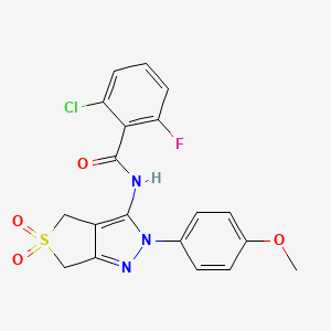 molecular formula C19H15ClFN3O4S B11206937 2-chloro-6-fluoro-N-(2-(4-methoxyphenyl)-5,5-dioxido-4,6-dihydro-2H-thieno[3,4-c]pyrazol-3-yl)benzamide 
