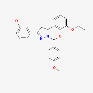 molecular formula C27H28N2O4 B11207091 7-Ethoxy-5-(4-ethoxyphenyl)-2-(3-methoxyphenyl)-1,10b-dihydropyrazolo[1,5-c][1,3]benzoxazine 