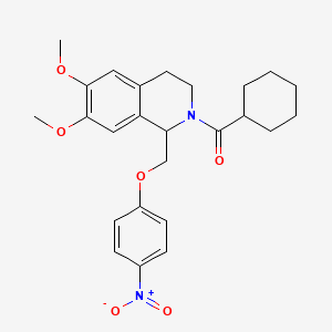 molecular formula C25H30N2O6 B11207226 cyclohexyl(6,7-dimethoxy-1-((4-nitrophenoxy)methyl)-3,4-dihydroisoquinolin-2(1H)-yl)methanone 