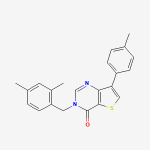 molecular formula C22H20N2OS B11209288 3-(2,4-dimethylbenzyl)-7-(4-methylphenyl)thieno[3,2-d]pyrimidin-4(3H)-one 