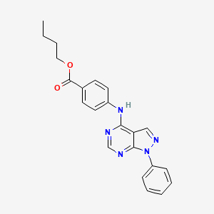 molecular formula C22H21N5O2 B11211684 Butyl 4-({1-phenyl-1H-pyrazolo[3,4-D]pyrimidin-4-YL}amino)benzoate 