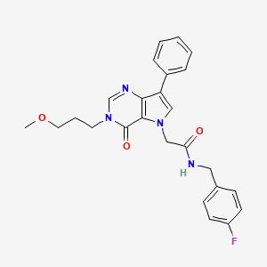 molecular formula C25H25FN4O3 B11211756 N-(4-fluorobenzyl)-2-[3-(3-methoxypropyl)-4-oxo-7-phenyl-3,4-dihydro-5H-pyrrolo[3,2-d]pyrimidin-5-yl]acetamide 