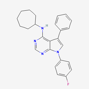 molecular formula C25H25FN4 B11211827 N-cycloheptyl-7-(4-fluorophenyl)-5-phenyl-7H-pyrrolo[2,3-d]pyrimidin-4-amine 