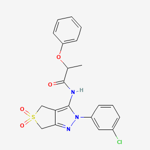 molecular formula C20H18ClN3O4S B11211856 N-(2-(3-chlorophenyl)-5,5-dioxido-4,6-dihydro-2H-thieno[3,4-c]pyrazol-3-yl)-2-phenoxypropanamide 