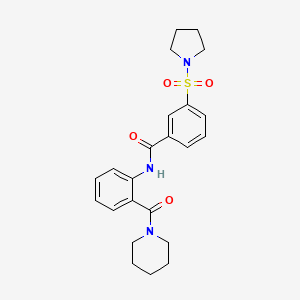 molecular formula C23H27N3O4S B11212008 N-[2-(piperidin-1-ylcarbonyl)phenyl]-3-(pyrrolidin-1-ylsulfonyl)benzamide 