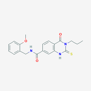 molecular formula C20H21N3O3S B11212024 N-[(2-methoxyphenyl)methyl]-4-oxo-3-propyl-2-sulfanylidene-1H-quinazoline-7-carboxamide 
